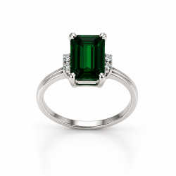 Pre Owned 18ct White Gold Tourmaline and Diamond Ring ZC4